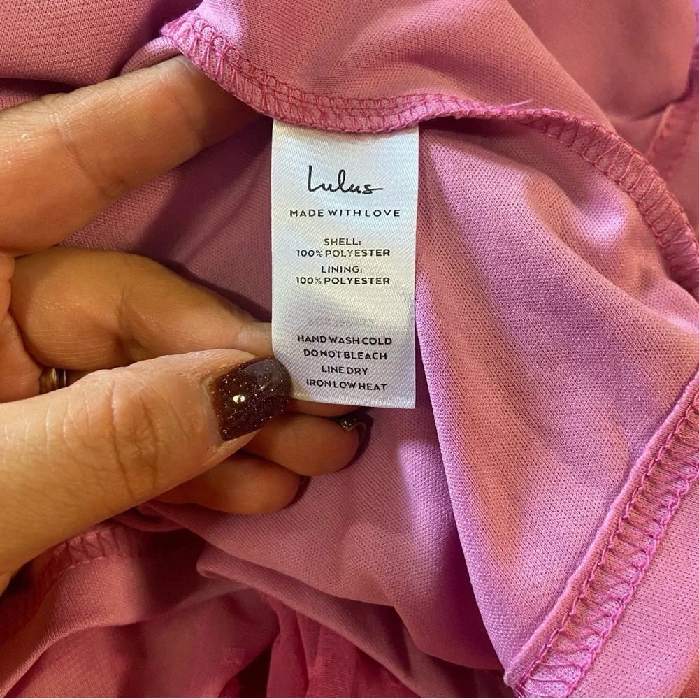 NWOT Lulus Longing And Love Pink Swiss Dot Puffed Long Sleeve Mini Dress_10